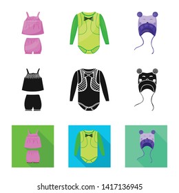 Isolated object of fashion and garment symbol. Collection of fashion and cotton vector icon for stock.