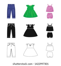 Isolated object of fashion and garment symbol. Collection of fashion and cotton stock symbol for web.