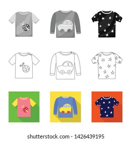 Isolated object of fashion and garment symbol. Collection of fashion and cotton stock vector illustration.
