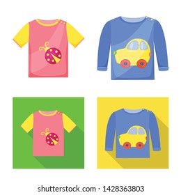 Isolated object of fashion and garment symbol. Collection of fashion and cotton stock vector illustration.