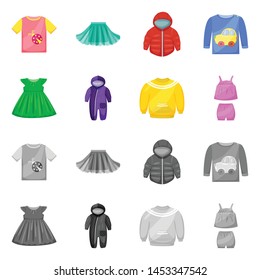 Isolated object of fashion and garment symbol. Set of fashion and cotton stock symbol for web.