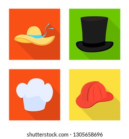 Isolated object of fashion and profession sign. Collection of fashion and cap vector icon for stock.