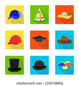 Isolated object of fashion and profession symbol. Set of fashion and cap stock vector illustration.