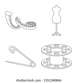 Isolated object of fashion and tailoring icon. Set of fashion and textile stock symbol for web.