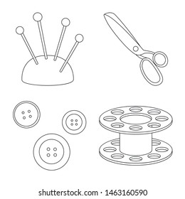 Isolated object of fashion and tailoring icon. Set of fashion and textile stock vector illustration.