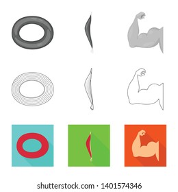 Isolated object of fiber and muscular icon. Collection of fiber and body  stock vector illustration.