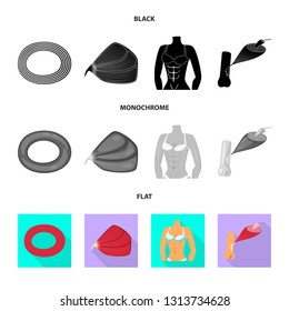 Isolated object of fiber and muscular logo. Collection of fiber and body  vector icon for stock.