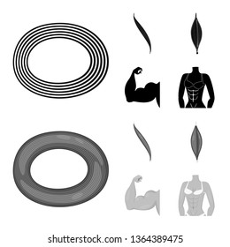 Isolated object of fiber and muscular logo. Collection of fiber and body  stock vector illustration.