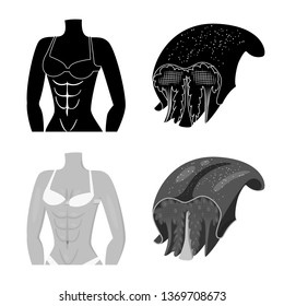Isolated object of fiber and muscular logo. Collection of fiber and body  vector icon for stock.