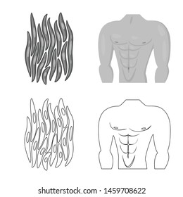 Isolated object of fiber and muscular logo. Collection of fiber and body vector icon for stock.