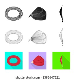 Isolated object of fiber and muscular sign. Collection of fiber and body  stock symbol for web.
