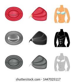 Isolated object of fiber and muscular sign. Set of fiber and body vector icon for stock.