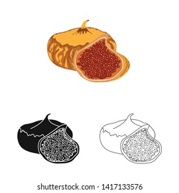 Isolated object of figs and dry logo. Collection of figs and diet   stock vector illustration.