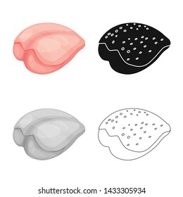 Isolated object of fillet and chicken icon. Collection of fillet and fresh stock symbol for web.