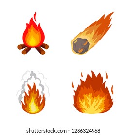 Isolated object of fire and flame icon. Set of fire and fireball stock vector illustration.