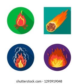 Isolated object of fire and flame icon. Collection of fire and fireball stock symbol for web.