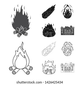 Isolated object of fire and flame icon. Collection of fire and fireball vector icon for stock.