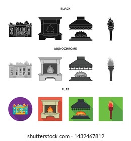 Isolated object of fire and flame icon. Collection of fire and fireball vector icon for stock.