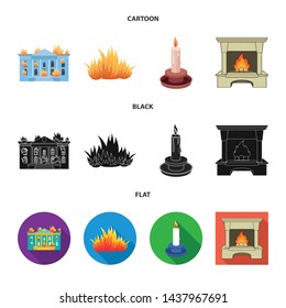 Isolated object of fire and flame icon. Collection of fire and fireball stock symbol for web.