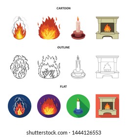 Isolated object of fire and flame icon. Collection of fire and fireball vector icon for stock.