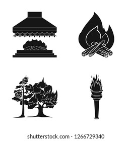 Isolated object of fire and flame logo. Set of fire and fireball stock symbol for web.