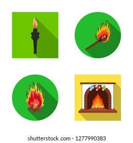 Isolated object of fire and flame sign. Collection of fire and fireball stock symbol for web.