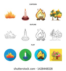 Isolated object of fire and flame sign. Collection of fire and fireball stock vector illustration.