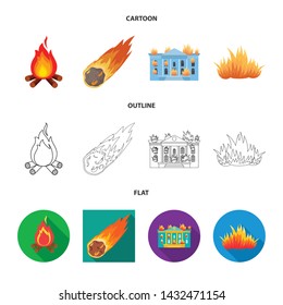 Isolated object of fire and flame sign. Collection of fire and fireball vector icon for stock.