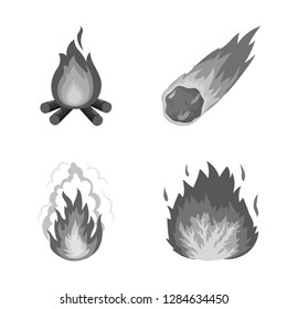 Isolated object of fire and flame symbol. Collection of fire and fireball vector icon for stock.