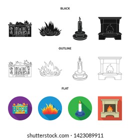 Isolated object of fire and flame symbol. Collection of fire and fireball vector icon for stock.