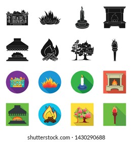 Isolated object of fire and flame symbol. Collection of fire and fireball stock vector illustration.