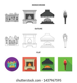 Isolated object of fire and flame symbol. Collection of fire and fireball stock vector illustration.