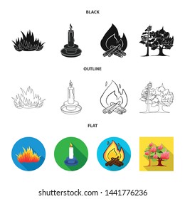Isolated object of fire and flame symbol. Set of fire and fireball stock vector illustration.