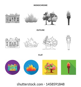 Isolated object of fire and flame symbol. Collection of fire and fireball stock symbol for web.