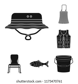 Isolated object of fish and fishing icon. Collection of fish and equipment stock symbol for web.
