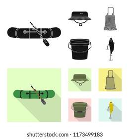 Isolated object of fish and fishing icon. Set of fish and equipment stock vector illustration.