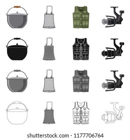 Isolated object of fish and fishing icon. Set of fish and equipment stock symbol for web.