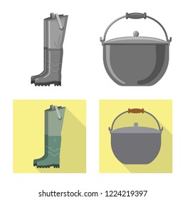 Isolated object of fish and fishing icon. Set of fish and equipment stock vector illustration.