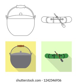 Isolated object of fish and fishing icon. Set of fish and equipment stock symbol for web.