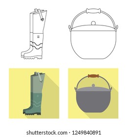 Isolated object of fish and fishing icon. Set of fish and equipment stock vector illustration.
