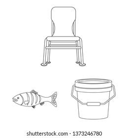 Isolated object of fish and fishing icon. Set of fish and equipment stock symbol for web.