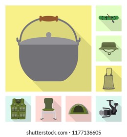 Isolated object of fish and fishing logo. Collection of fish and equipment stock vector illustration.