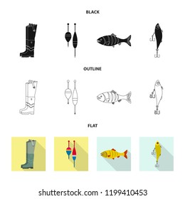 Isolated object of fish and fishing logo. Collection of fish and equipment stock symbol for web.