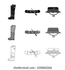 Isolated object of fish and fishing logo. Collection of fish and equipment symbol for web.