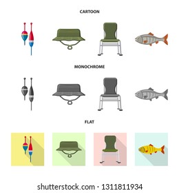 Isolated object of fish and fishing logo. Collection of fish and equipment vector icon for stock.