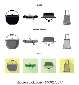 Isolated object of fish and fishing logo. Set of fish and equipment vector icon for stock.