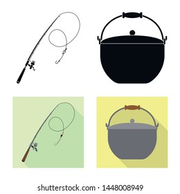Isolated object of fish and fishing logo. Set of fish and equipment vector icon for stock.