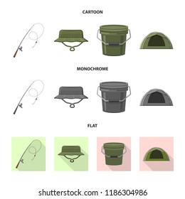 Isolated object of fish and fishing sign. Collection of fish and equipment vector icon for stock.