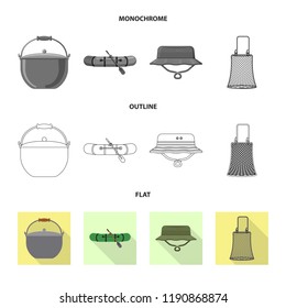 Isolated object of fish and fishing sign. Collection of fish and equipment vector icon for stock.