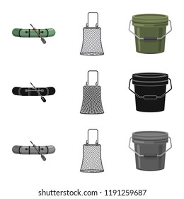 Isolated object of fish and fishing sign. Set of fish and equipment vector icon for stock.